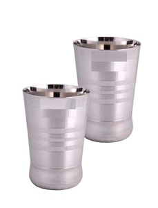 Juego de vidrio de acero inoxidable con diseño Silver Touch para agua leche 300 ml cada uno - Imagen 1 de 4