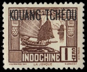 FRENCH OFFICES in KWANGCHOWAN 139 - Chinese Junk "1942 RF Omitted" (pc35761) - Picture 1 of 1