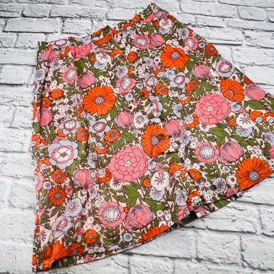 Falda Floral Talbots Petites Mujer L/XL Naranja Rosa Midi Botón Frontal Foto 1 de 4