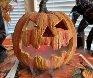 Vintage Pumpkin Jack o lantern Mold Halloween Fog Mister Machine With Lights - Picture 1 of 10