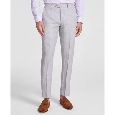 Pantalones de traje ajustados informales de verano con textura de lino gris Bar III para hombre talla W30 L30 Foto 1 de 4