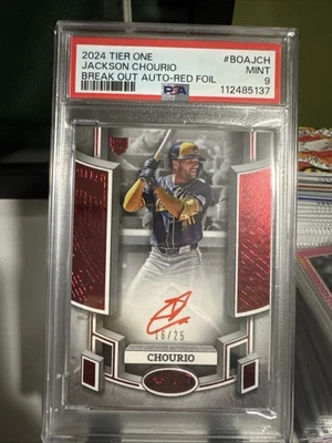2024 Topps Tier One Jackson Chourio Autograph Rookie Red /25 BOA-JCH - Image 1 of 3