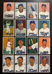 1951 Bowman Brooklyn Dodgers Near Team Set Pee Wee Reese 16 Cards High End SHARP - Picture 1 of 2