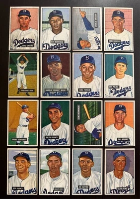 1951 Bowman Brooklyn Dodgers Near Team Set Pee Wee Reese 16 Cards High End SHARP - Image 1 of 2