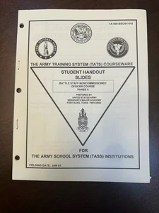 Army TA 400-BSC/01-015 Battle Staff NCO Course Phase II Jan 2001 - Picture 1 of 1