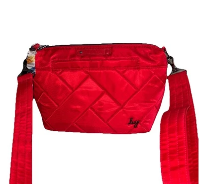 Lug Flare RFID Crossbody Purse Long Strap Shoulder Bag Bright Red Zip Pockets - Image 1 of 4