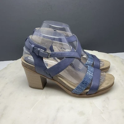 Abeo Biana Sandals Womens Size 7N Blue Leather Strappy Casual Comfort Heel Shoes - Image 1 of 4