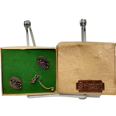 Coppercraft Guild Men's Golfers Cufflinks & Matching Chain Tie-Tack with Box - Image 1 of 4