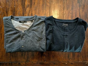 Juego de 2 camisas Vince XXL Henley azul oscuro y gris oscuro manga corta algodón - Imagen 1 de 12