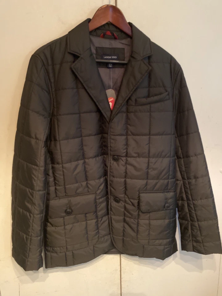 NWT LANDS END Men Sz Small Black Quilted Primaloft Blazer Jacket Puffer - Image 1 of 4
