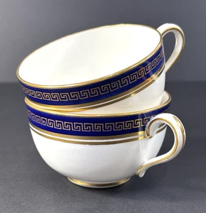 Spode Copeland's China Cobalt Blue Gold Greek Key Border Teacups Lot of 2 - Picture 1 of 14