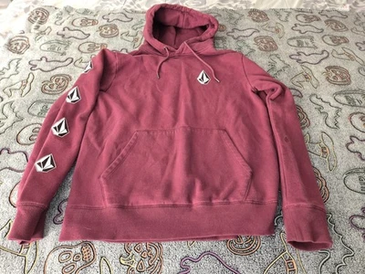 Volcom Iconic Stone Pullover Hoodie Size L Maroon Color - Image 1 of 4