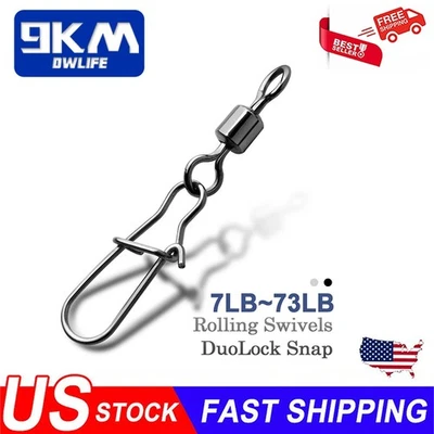 100Pcs Fishing Connector Rolling Swivels Barrel Bearing with Snap Fit all water - Image 1 of 4
