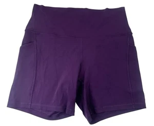 Lululemon Fahrradshorts Größe 12 lila Pflaume Taschen hoher Bund aktiv Fitnessstudio Training - Bild 1 von 20