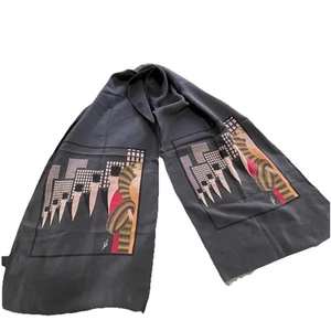 Vintage Erte Top Hat & Tails 100% Silk Scarf Art Deco Nouveu 56" X 11" Italy EXC - Picture 1 of 3