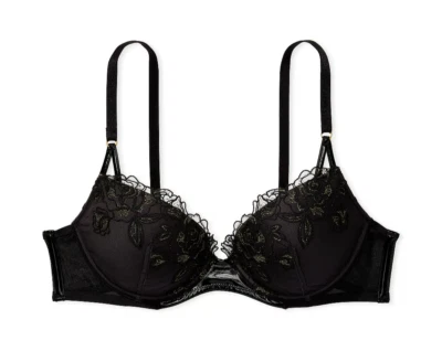 Sujetador push up 34A Victoria Secret muy sexy bordado rosa con detalle de cuero NUEVO Foto 1 de 2