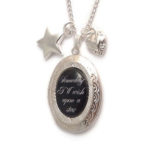 WIZARD OF OZ locket Someday I'll wish upon a star necklace charm heart dorothy
