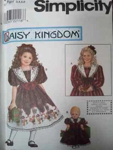 UC Daisy Kingdom 8367 Niñas Vestido Match Muñeca drs Costura Patrón 3 4 5 6 - Imagen 1 de 2