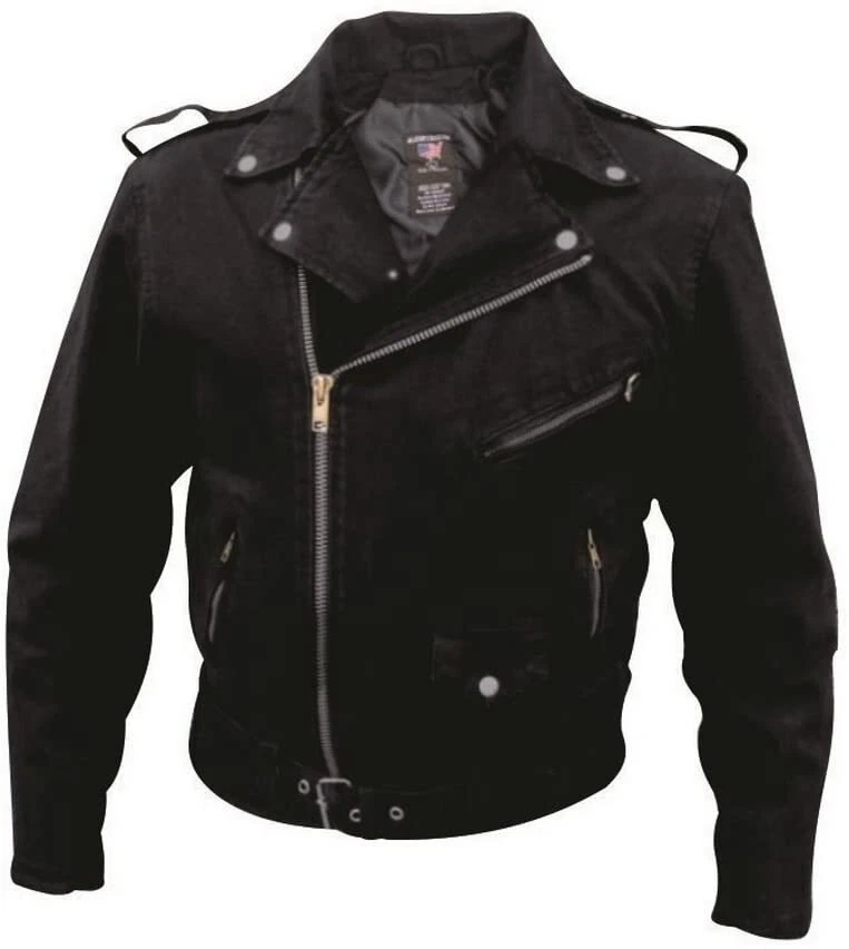 Chaqueta de moto de mezclilla negra para hombre Foto 1 de 1
