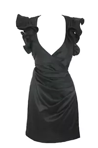FRENCH CONNECTION Black Special Occasion Plunge Neck Cocktail Dress Uk 6 - Picture 1 of 6