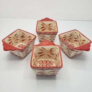 Temp - Tations Bakeware Old World Cranberry Set Square Ramekins X 4 , 10 Oz each - Picture 1 of 8