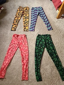 Lularoe Tween Leggings Holiday Lot Of 4. Valentines Halloween St. Patrick's - Picture 1 of 5