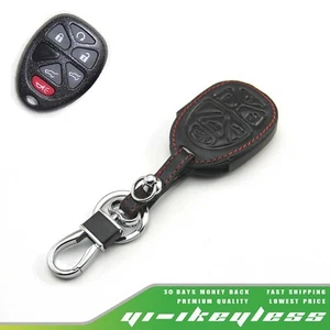 Leather Case Cover For Cadillac Chevrolet GMC Keyless Entry Remote Key 6 Buttons - Picture 1 of 7