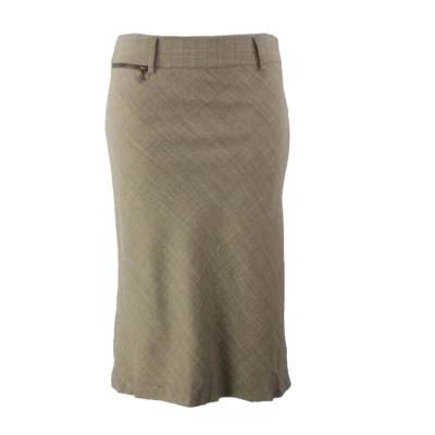 Saia Worth nova com etiquetas tamanho 8 marrom bronzeado xadrez zíper bolso detalhe rayon mistura lã - Imagem 1 de 4
