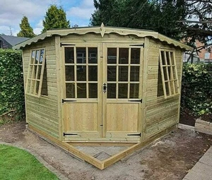10X10 CORNER HOUSE SUMMERHOUSE GARDEN ROOM OFFICE HEAVY DUTY TANALISED TREATED - Picture 1 of 12