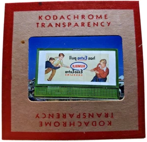 Kodachrome Red Border Slide | *1949* HUMBLE ESSO GASOLINE OIL Billboard Sign Ad - Picture 1 of 3
