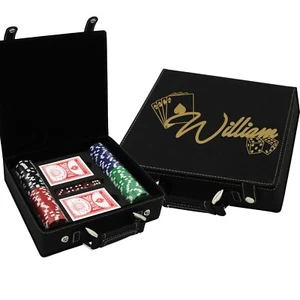 Personalized Poker Set, 100 Chip Set with Dice and Cards - Picture 1 of 7