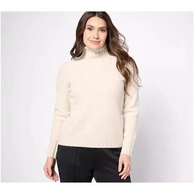 Suéter Isaac Mizrahi Live Cable Tejido Cuello Alto Tostado Almendra Mujer Talla Grande Foto 1 de 4