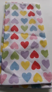 FULL UNCUT COLORFUL HEARTS  Print Cotton CLOTH Kitchen Towel - Picture 1 of 1