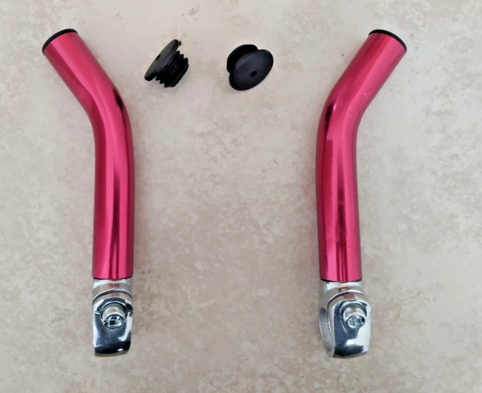 Red aluminum mtb bar ends, 22.2 diameter, 15 cm length center to center - Image 1 of 4