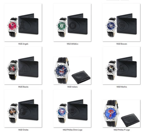 MLB Men's Black Watch and Leather Wallet Set by Game Time -Select- Team Below Cover