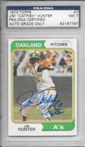 1974 TOPPS BASEBALL #7-JIM CATFISH HUNTER-PSA 7 NM-83167787-SIGNED-FREE SHIP WW - Bild 1 von 3