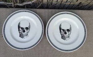 (2) Royal Stafford Victorian English Pottery SKULL Dinner Plates 11" - Picture 1 of 4