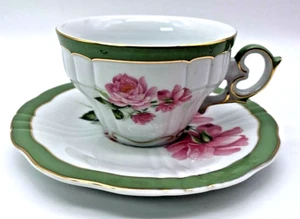 Juego de platillo de taza de té rosas rosadas de porcelana tesoros decorado a mano por Betty Platner - Imagen 1 de 10