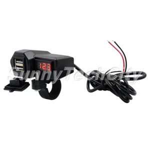 Motorcycle Dual USB Charger Socket Phone Power Supply Voltmeter Silicone Charge - Bild 1 von 5