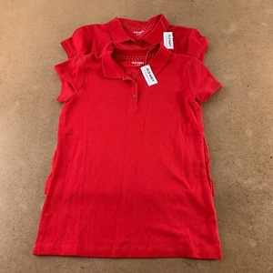 Old Navy Girls Polo Shirt Lot Of 2 Red Pique Knit Uniform Button Solid L New - Picture 1 of 5