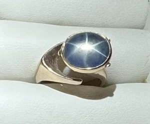 14KY Custom Ring W/ Extraordinary 5CT Natural Grayish Blue Star Sapphire. Size 6 - Picture 1 of 10