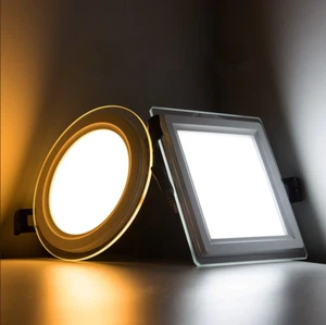 6W 9W 12W 18W Panel LED Empotrado Luz Foco Vidrio Redondo y Cuadrado - Imagen 1 de 12