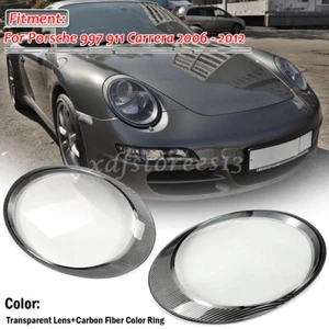 Pair Headlight Headlamp Lens Cover Shell For Porsche 997 911 Carrera 2006-2012 - Picture 1 of 11