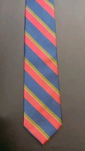 ANDHURST Diagonal Striped Red Navy Green 100% Silk Tie Made in USA 57” X 3.5” - Picture 1 of 10