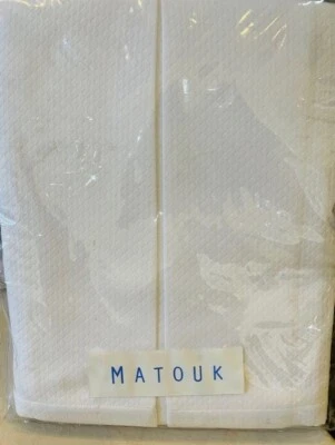 Full ruffle Bed Skirt white small diamond pique split corners 14.5 drop Matouk - Image 1 of 3