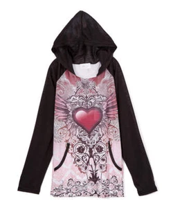 Girls Long Sleeve Top - Hoodie - Graphic - Picture 1 of 3