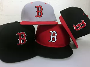 Boston Red Sox Snap Back Cap Hat Bordado Hombres Ajustable Flat Bill - Imagen 1 de 10