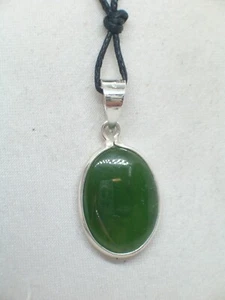 Ciondolo in ARGENTO 925 con GIADA naturale - pendente pietra dura verde - - Foto 1 di 7