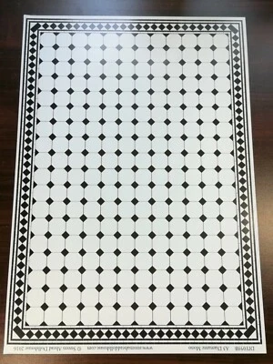 Dollhouse Miniature Black & White Faux Tile Flooring Diamonds Squares 1:12 Scale