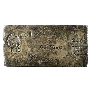 Barra de plata vintage refinada en cascada .999 25,01 Troy OZ - Imagen 1 de 2